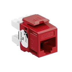 Leviton 5G110-RR5 GigaMax® QuickPort® 5G110-RR5 8-Conductor 8-Position Component Rated UTP Connector, Cat 5e Module, Panel Mount, 1 Ports, Plastic, Dark Red