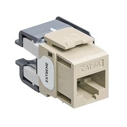 Leviton 6110G-RI6 eXtreme® QuickPort® 6110G-RI6 Channel Rated Crimp UTP Connector, Cat 6a Module, Flush Mount, 1 Port, Plastic, Ivory