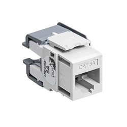 Leviton 6110G-RW6 eXtreme® QuickPort® 6110G-RW6 Channel Rated Crimp UTP Connector, Cat 6a Module, Flush Mount, 1 Port, Plastic, White