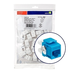 Leviton 61110-BL6 QuickPack® eXtreme® QuickPort® 61110-BL6 8-Conductor 8-Position Channel/Component Rated UTP Connector, Cat 6 Module, Panel Mount, 1 Ports, Plastic, Blue