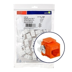 Leviton 61110-BO6 QuickPack® eXtreme® QuickPort® 61110-BO6 8-Conductor 8-Position Channel/Component Rated UTP Connector, Cat 6 Module, Panel Mount, 1 Ports, Plastic, Orange