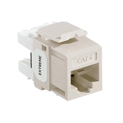 Leviton 61110-RT6 eXtreme® QuickPort® 61110-RT6 8-Conductor 8-Position Channel/Component Rated UTP Connector, Cat 6 Module, Panel Mount, 1 Ports, Plastic, Light Almond