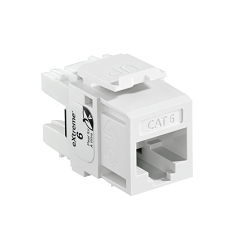 Leviton 61110-RW6 eXtreme® QuickPort® 61110-RW6 8-Conductor 8-Position Channel/Component Rated UTP Connector, Cat 6 Module, Panel Mount, 1 Ports, Plastic, White