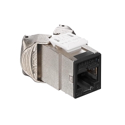 Leviton 61SJK-RE6 Atlas-X1TM QuickPort® 61SJK-RE6 Component Rated Shielded Connector, Cat 6 Module, Surface Mount, 1 Port, Die Cast Zinc, Black