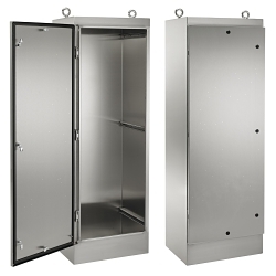 nVent Hoffman A72HS3624SSLPQT A4S2 2-Door Enclosure With Pressure Sensitive Adhesive, 72.13 in L x 36.06 in W x 24.15 in D, NEMA 4X/IP66 NEMA Rating, 304 Stainless Steel