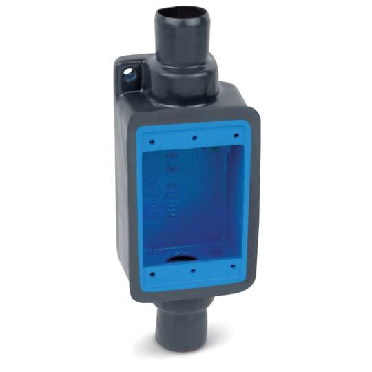 Ocal FSC1-G Type FS/FD Feed-Through Shallow Style Device Box, Iron Alloy, 1 Gang, 2 Outlets, 2 Knockouts