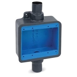 Ocal FSC222-G Type FS/FD Feed-Through Shallow Style Device Box, Iron Alloy, 2 Gangs, 2 Outlets, 2 Knockouts