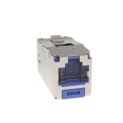Panduit CJSH6X88TGBUY PanNet® Mini-Com® TX6ATM 10GigTM CJSH6X88TGBUY 1-Slot 8-Position 8-Wire RJ45 Universal Shielded Shuttered Jack Module, Cat 6A/Mini-Com® Module, 1 Ports, ABS/Plastic/Tin Plated Over Phosphorous Bronze, Blue