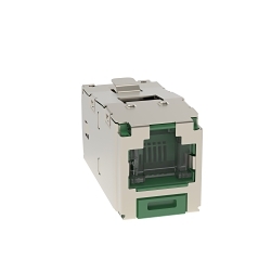 Panduit CJSH6X88TGGRY PanNet® Mini-Com® TX6ATM 10GigTM CJSH6X88TGGRY 1-Slot 8-Position 8-Wire RJ45 Universal Shielded Shuttered Jack Module, Cat 6A/Mini-Com® Module, 1 Ports, ABS/Plastic/Tin Plated Over Phosphorous Bronze, Green
