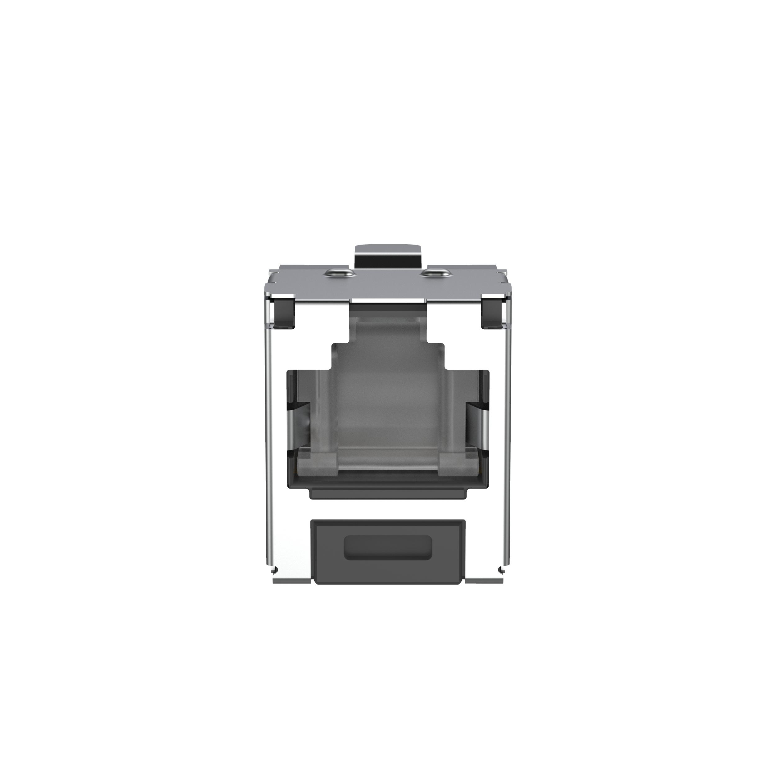 Panduit CJSH6X88TGY 10GigTM Mini-Com® PanNet® TX6ATM CJSH6X88TGY 8-Position 8-Wire RJ45 Universal Shielded Shuttered Jack Module, Cat 6A/Mini-Com® Module, 1 Port, ABS/Tin Plated Over Phosphorous Bronze, Black