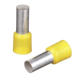 Panduit FSD85-16-L Pan-TermTM FSD85-16-L Type FSD DIN End Sleeve Single Insulated Wire Ferrule, 4 AWG Stranded Conductor, 1.14 in L, Copper, Yellow