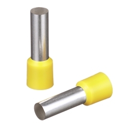 Panduit FSD85-22-L Pan-TermTM FSD85-22-L Type FSD DIN End Sleeve Single Insulated Wire Ferrule, 4 AWG Stranded Conductor, 1.38 in L, Copper, Yellow