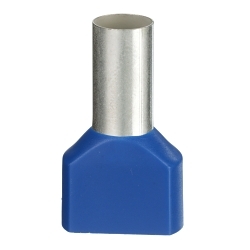 Panduit FTD84-16-C Pan-TermTM FTD84-16-C Type FSDX Insulated Twin Loose Piece Wire Ferrule, 6 AWG, 1.22 in L, Copper, Blue