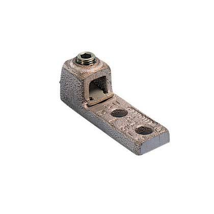 Panduit HL4-2-X Pan-LugTM HL4-2-X 1-Barrel Mechanical Connector Lug, 8 to 4 AWG Solid/Stranded Copper Conductor, 1/4 in Stud, 2 Bolt Holes, Copper