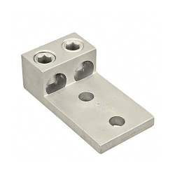 Panduit LAM2LB600-12-3 Pan-LugTM LAM2LB600-12-3 2-Barrel Mechanical Connector Lug, 2 AWG to 600 kcmil Aluminum/Copper/Stranded Conductor, 1/2 in Stud, 2 Bolt Holes, Aluminum