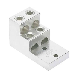 Panduit LAM4SB750-38-1Y Pan-LugTM LAM4SB750-38-1Y 4-Barrel Vertical Mechanical Connector Lug, 1/0 AWG to 750 kcmil Aluminum/Copper/Stranded Conductor, 3/8 in Stud, 2 Bolt Holes, Aluminum