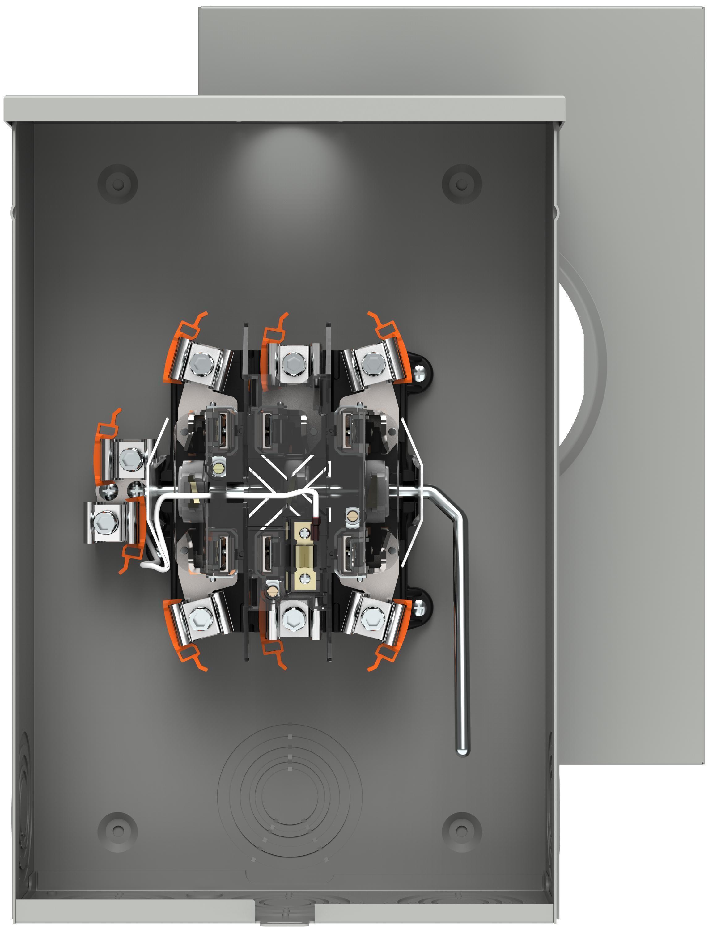 Siemens 40407-015 TALON® 40407-015 Type HQU 1-Position Continuous Duty Meter Socket With Lever Bypass and Hub, 600 V AC, 200 A, 3 Phase, NEMA 3R Enclosure