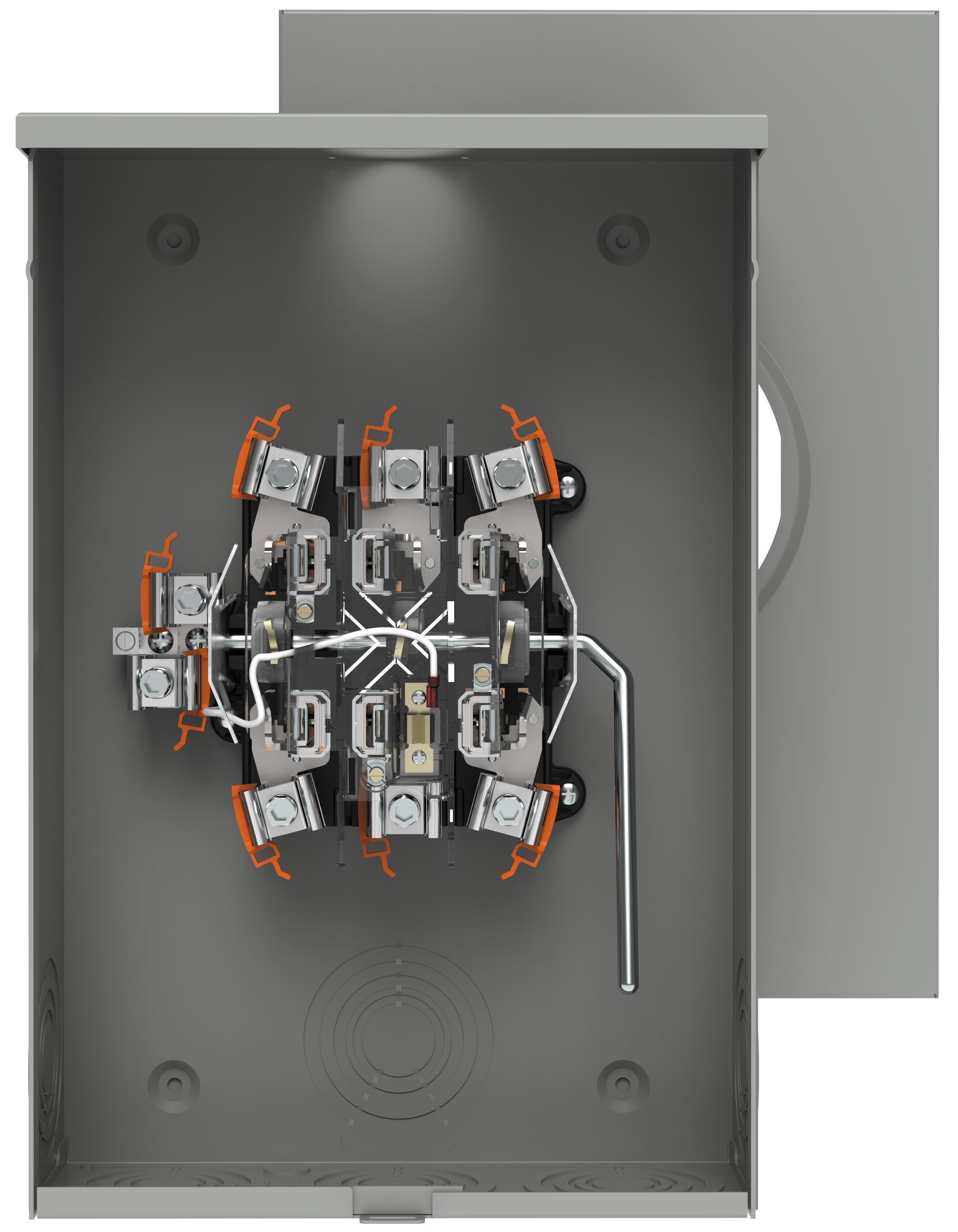 Siemens 41407-01PT TALON® 41407-01PT Type HQU Continuous Duty Meter Socket With Lever Bypass, Cover Plate, Hub and 36503 14 to 2/0 AWG Ground Lug, 600 V AC, 200 A, 3 Phase, NEMA 3R Enclosure