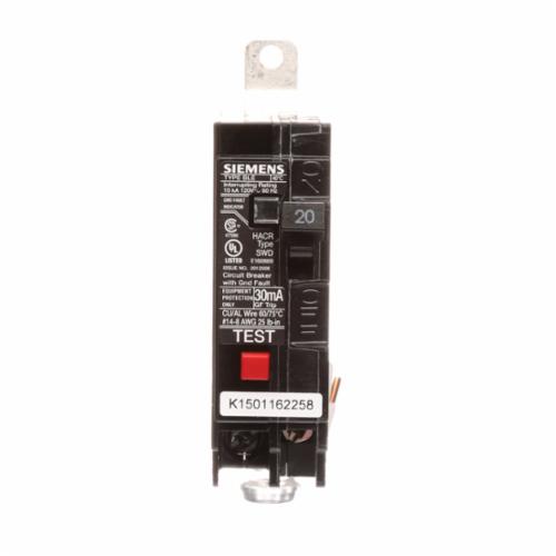 Siemens BE120 Type BL Circuit Breaker, 120 V AC, 20 A, 10 kA Interrupt, 1 Poles, Thermal Magnetic Trip