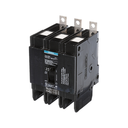 Siemens BQD335 Type BQD Molded Case Circuit Breaker, 277/480 V AC, 35 A, 14 kA Interrupt, 3 Poles, Thermal Magnetic Trip