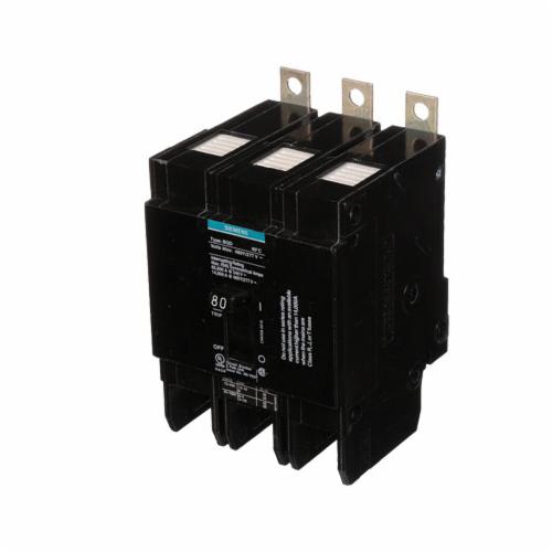 Siemens BQD380 Type BQD Molded Case Circuit Breaker, 277/480 V AC, 80 A, 14 kA Interrupt, 3 Poles, Thermal Magnetic Trip