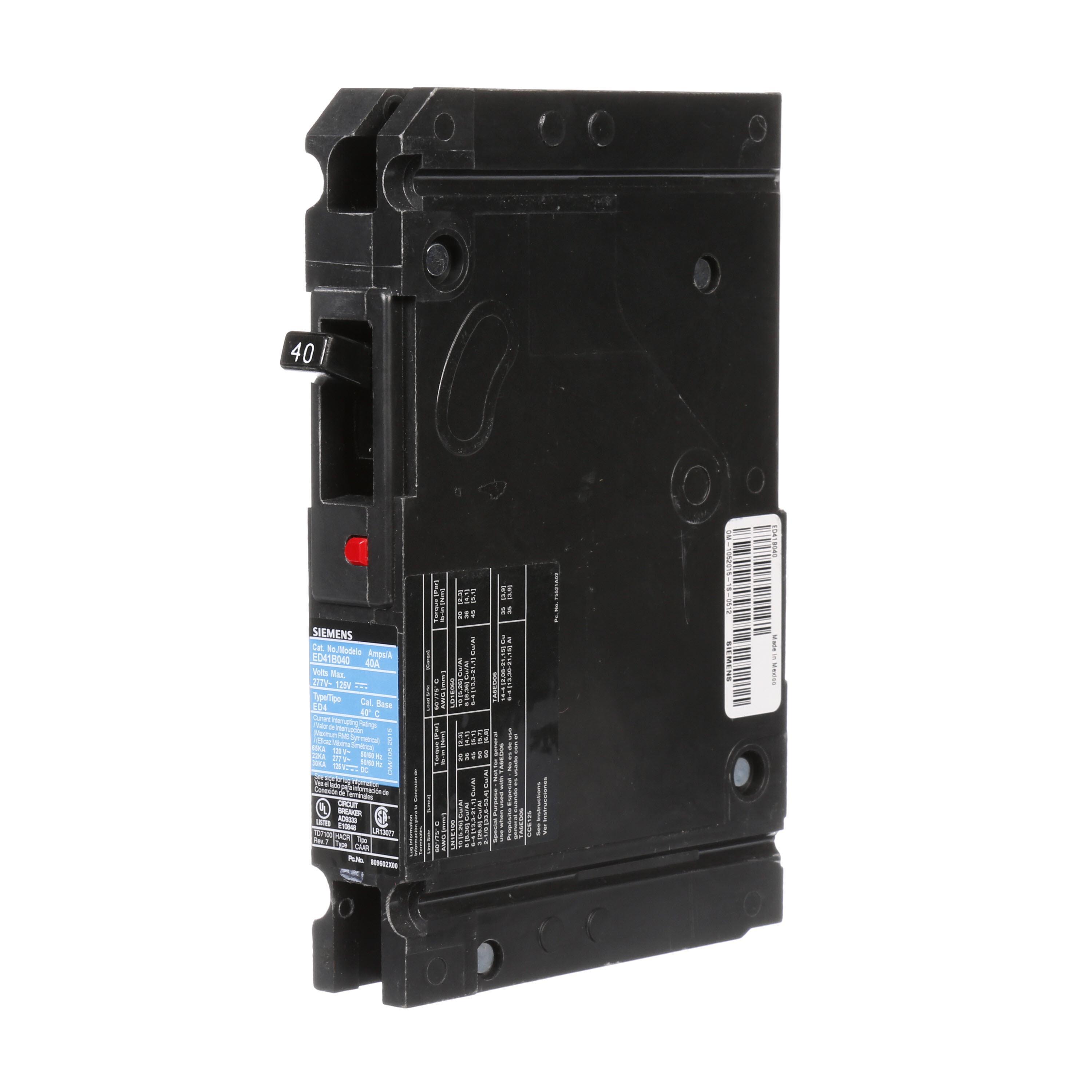 Siemens ED41B040 - Molded Case Circuit Breakers