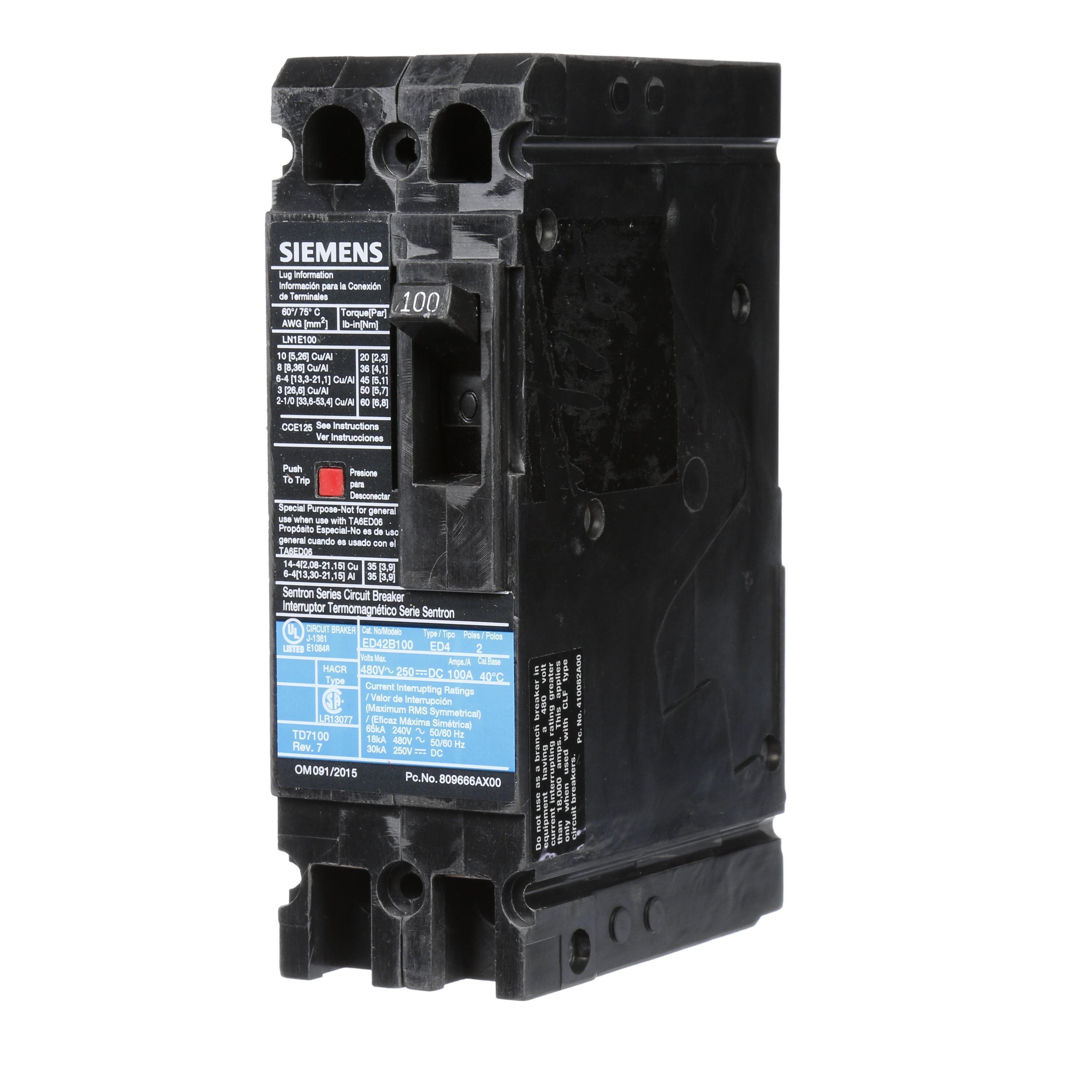 Siemens ED42B100 - Molded Case Circuit Breakers