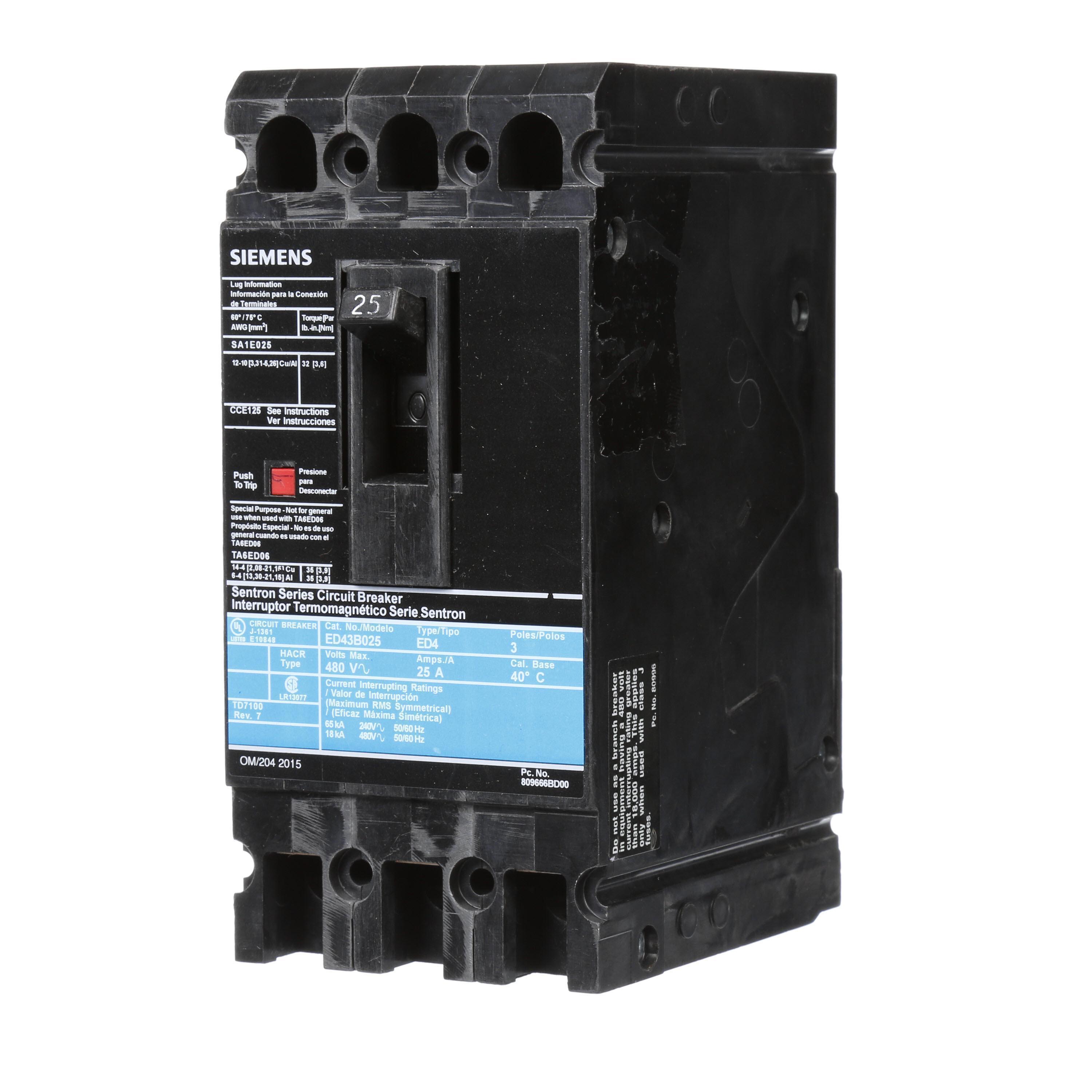 Siemens ED43B025 - Molded Case Circuit Breakers