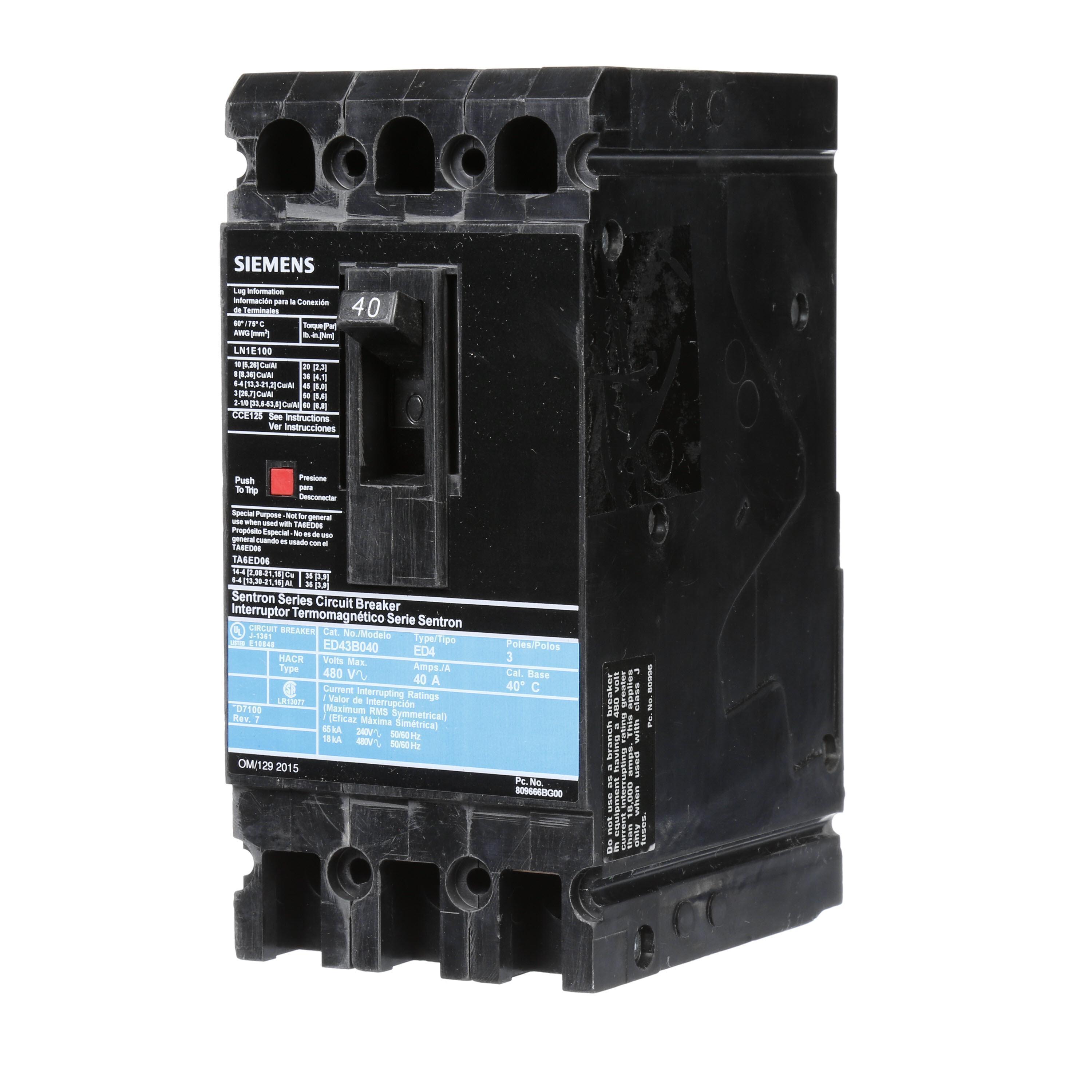 Siemens ED43B040 - Molded Case Circuit Breakers