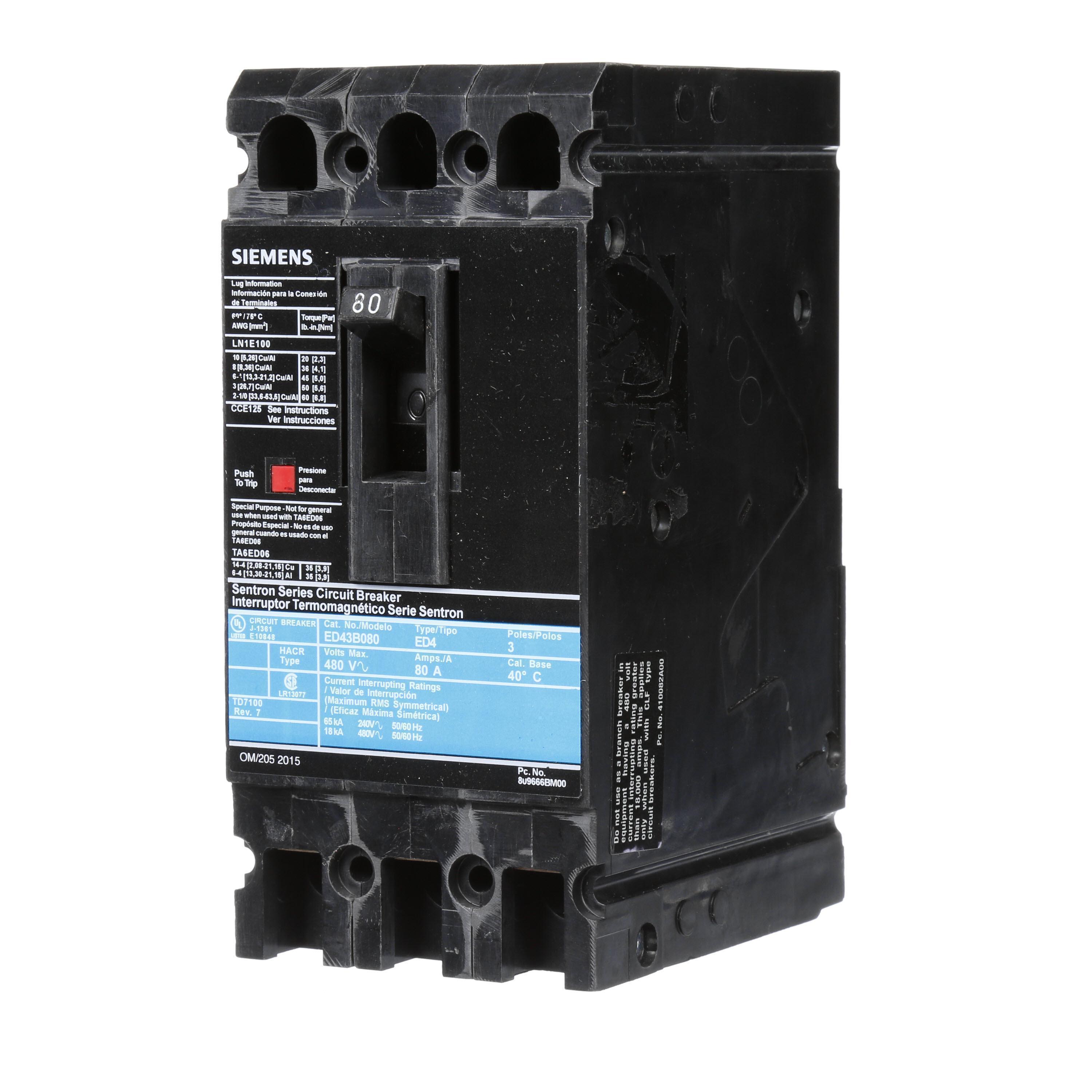 Siemens ED43B080 - Molded Case Circuit Breakers