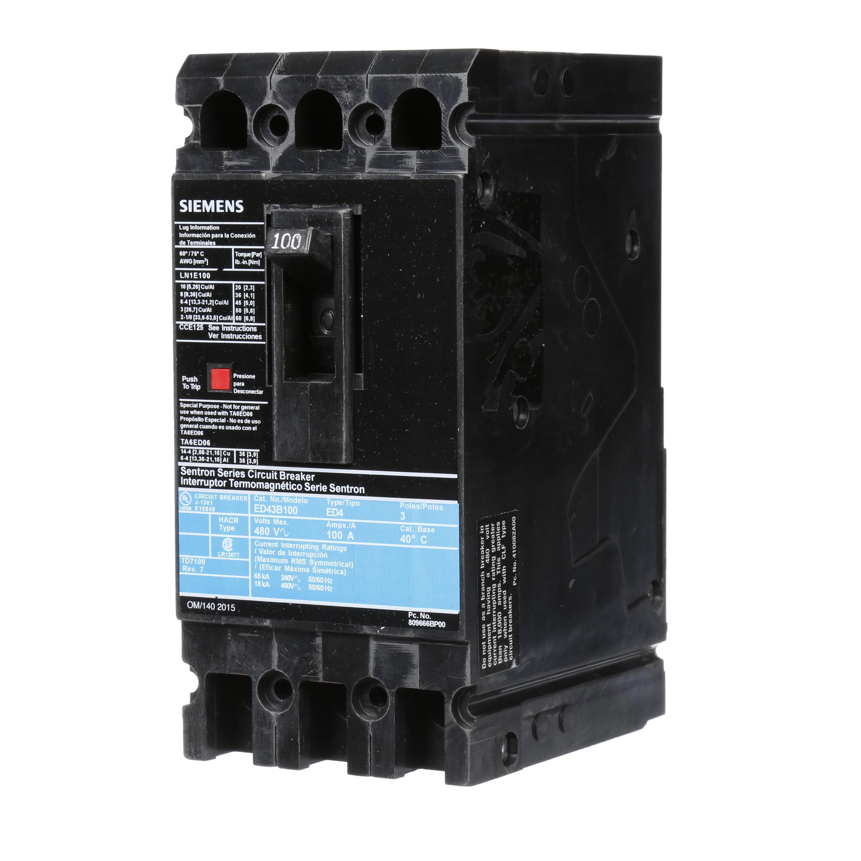 Siemens ED43B100L - Molded Case Circuit Breakers
