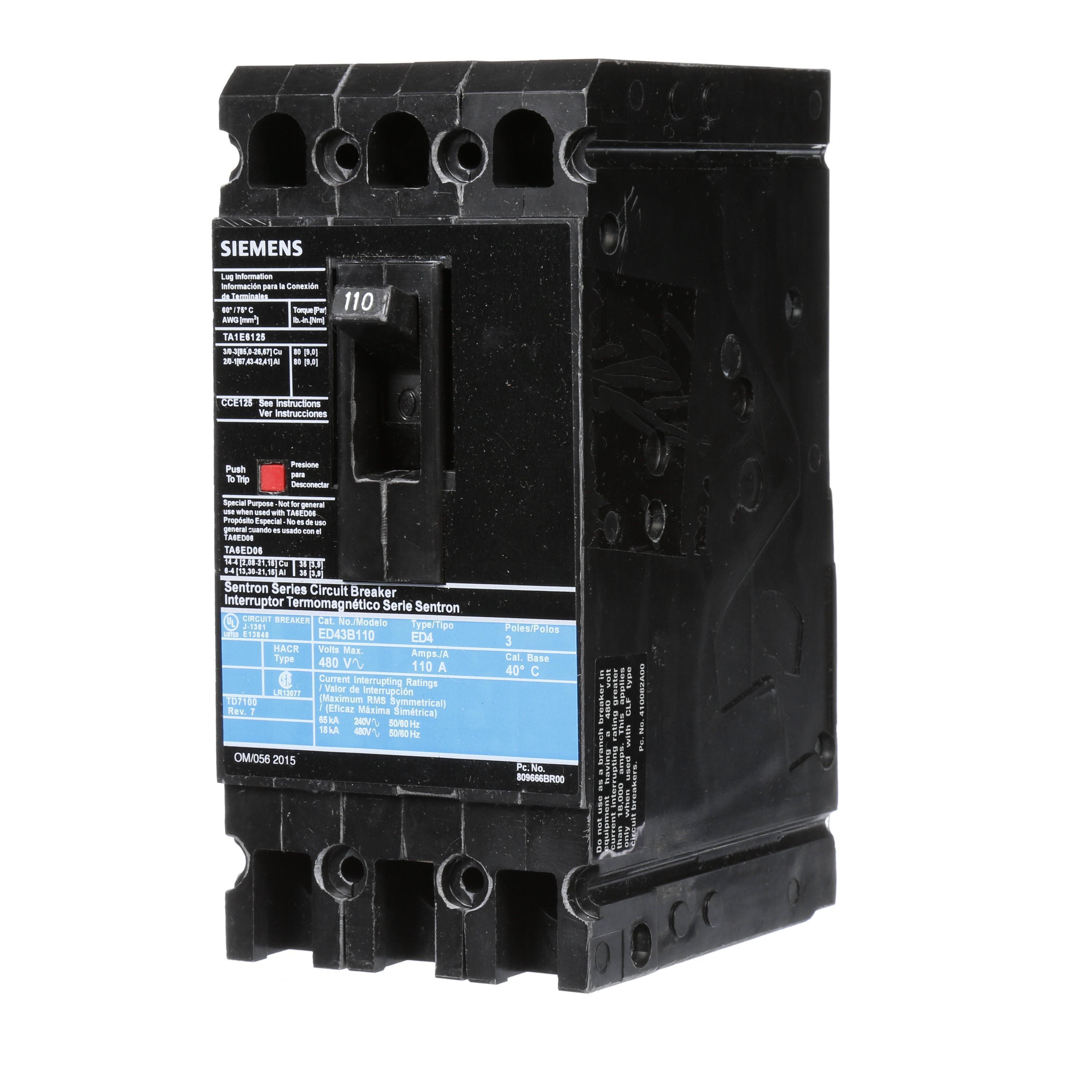 Siemens ED43B110 - Molded Case Circuit Breakers