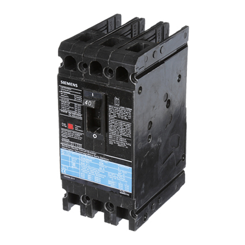 Siemens ED63B040 SentronTM ED63B040 Type ED6 Low Voltage Molded Case Circuit Breaker, 600 V AC/250 V DC, 40 A, 18 kA Interrupt, 3 Poles, Thermal Magnetic Trip