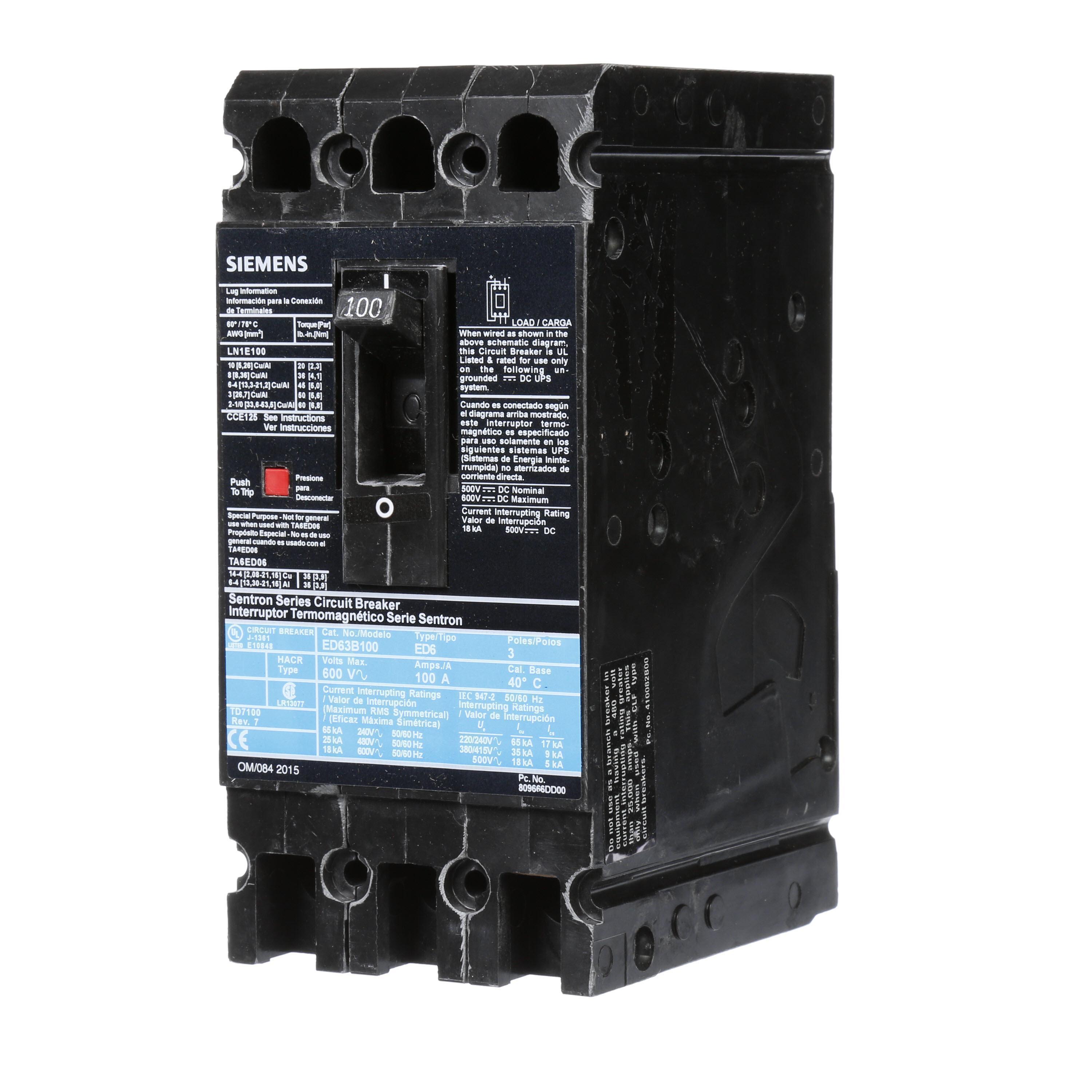 Siemens ED63B100L - Molded Case Circuit Breakers