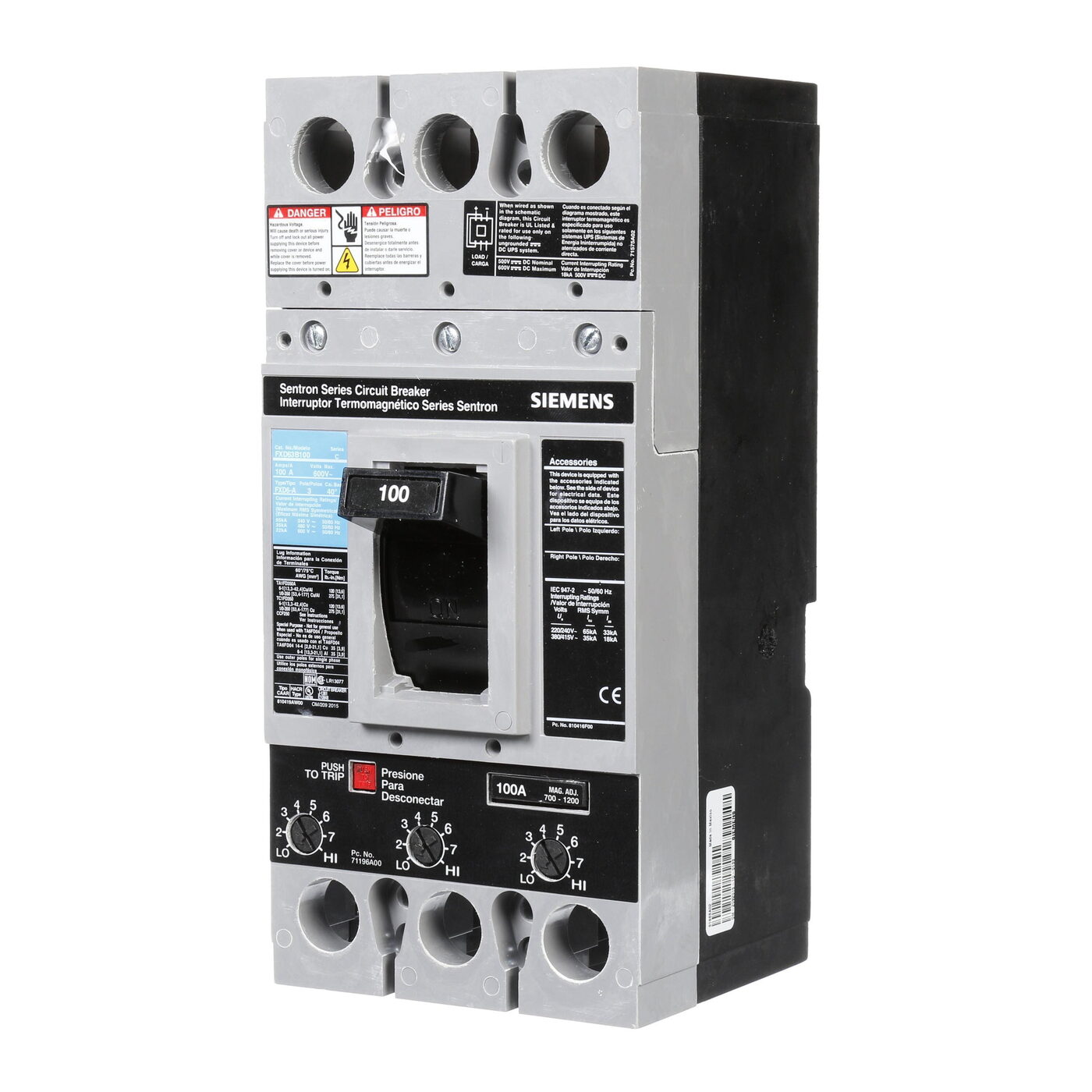 Siemens FXD63B100 - Molded Case Circuit Breakers