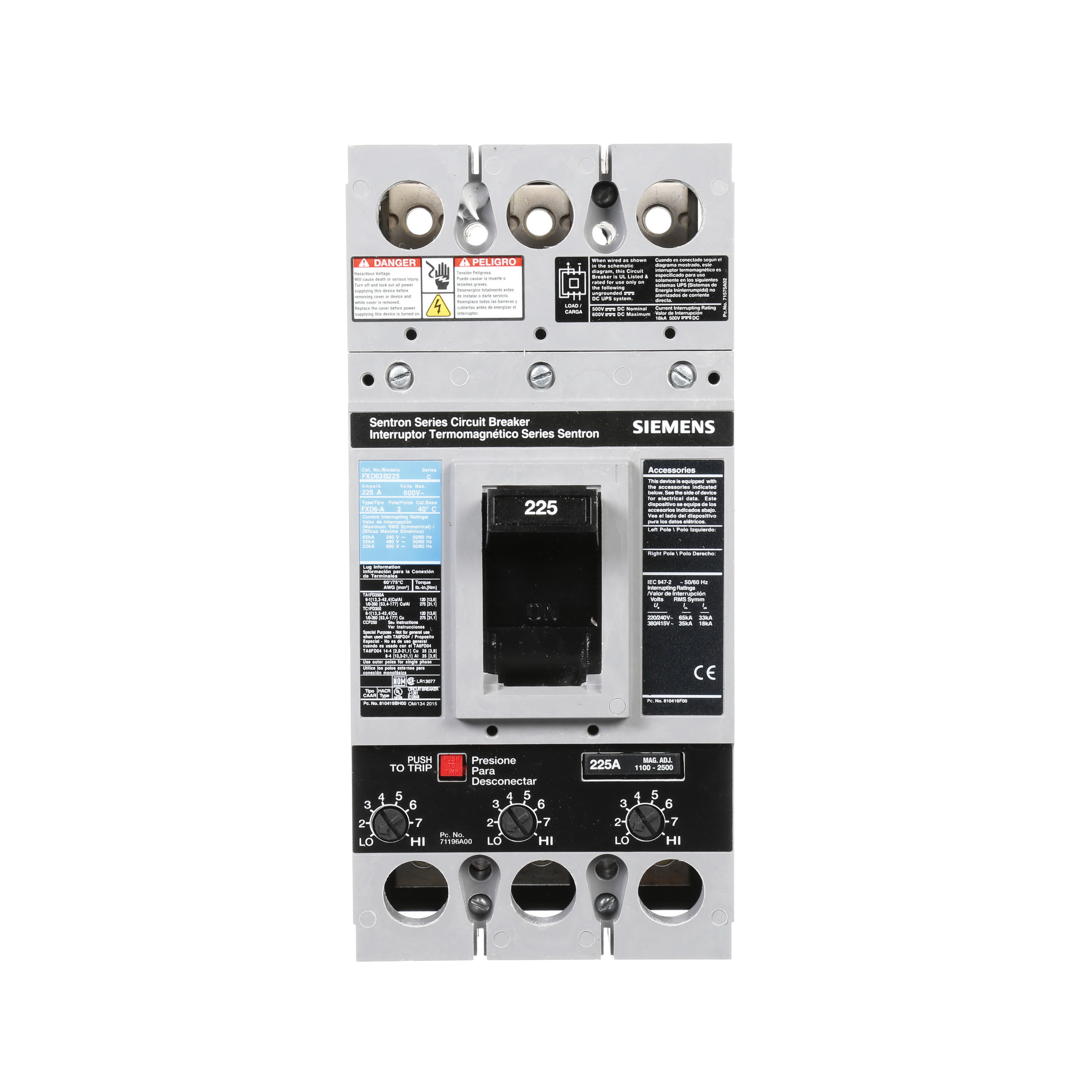 Siemens FXD63B225 - Molded Case Circuit Breakers