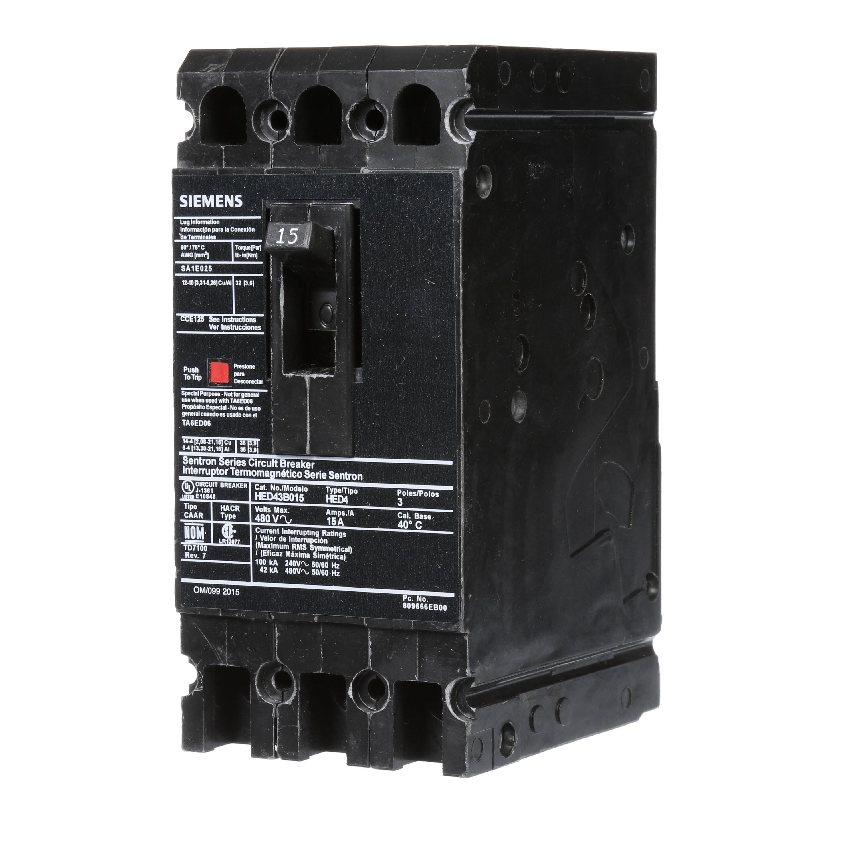 Siemens HED43B015 - Molded Case Circuit Breakers