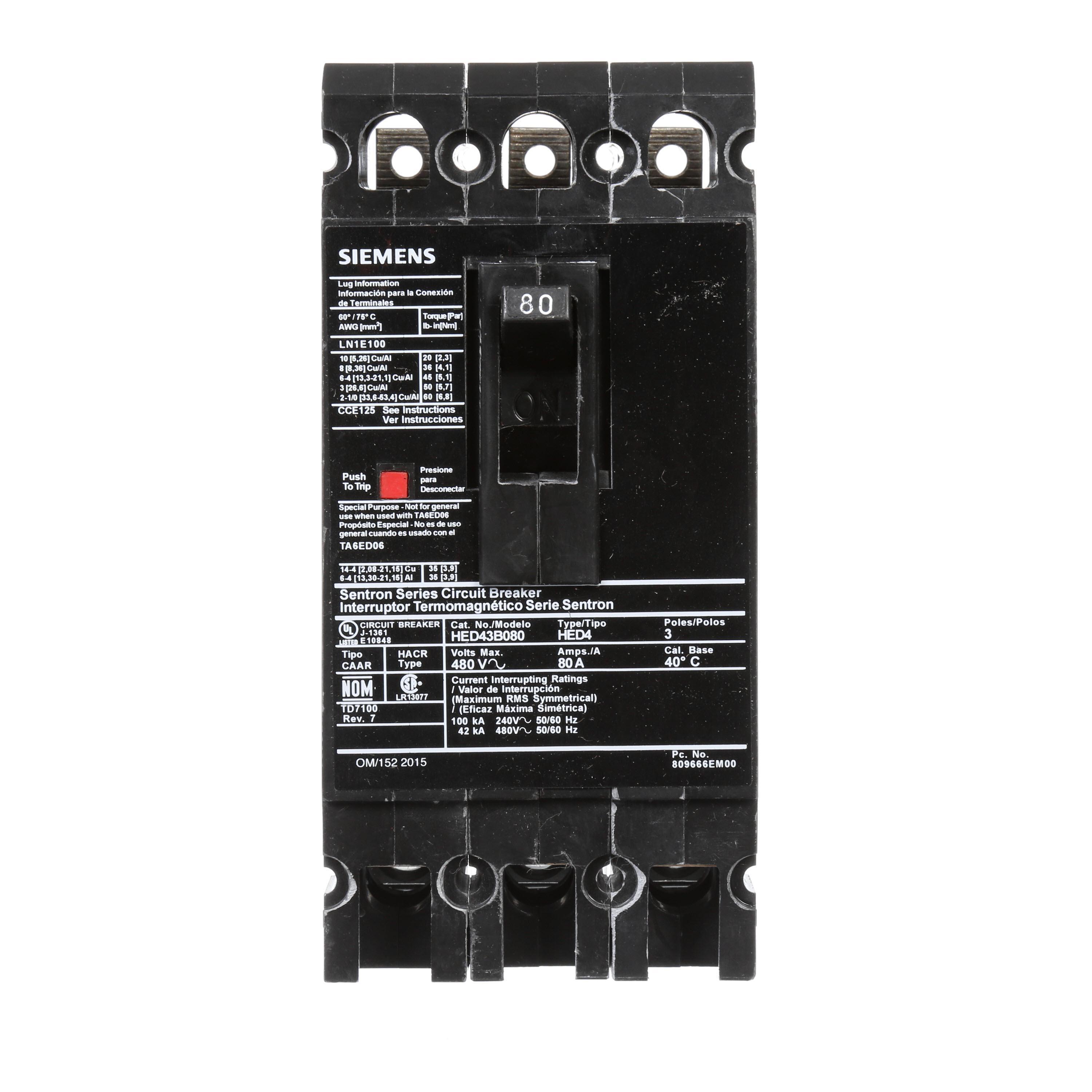Siemens HED43B080 - Molded Case Circuit Breakers