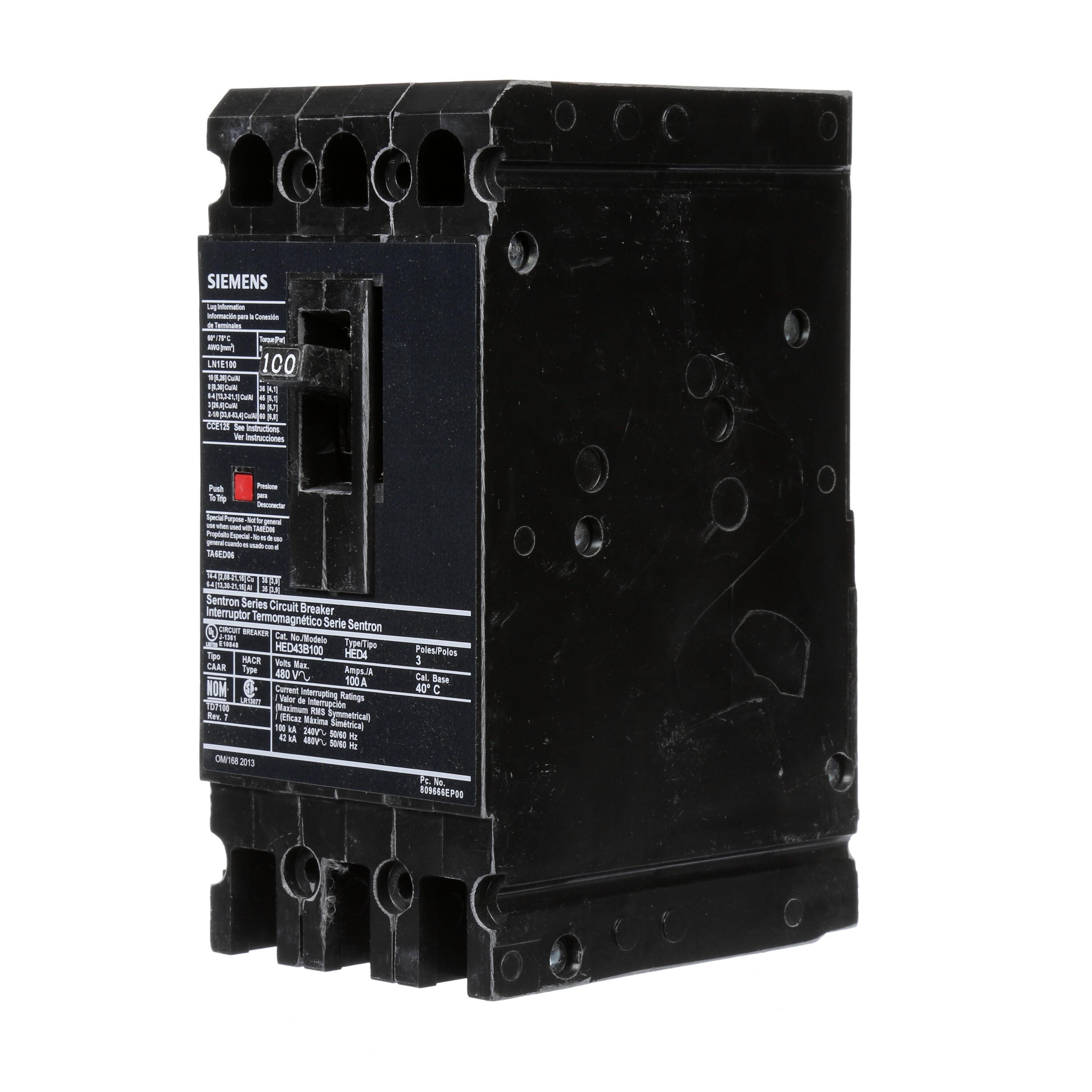 Siemens HED43B100 - Molded Case Circuit Breakers