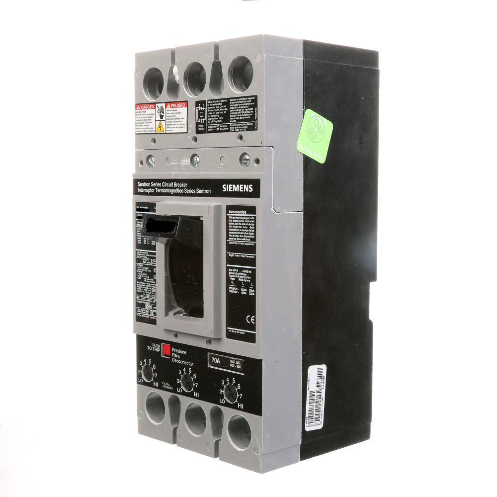 Siemens HFXD63B100 SentronTM HFXD63B100 Type HFXD6 Low Voltage Molded Case Circuit Breaker, 600 V AC/500 V DC, 100 A, 25 kA Interrupt, 3 Poles, Thermal Magnetic Trip