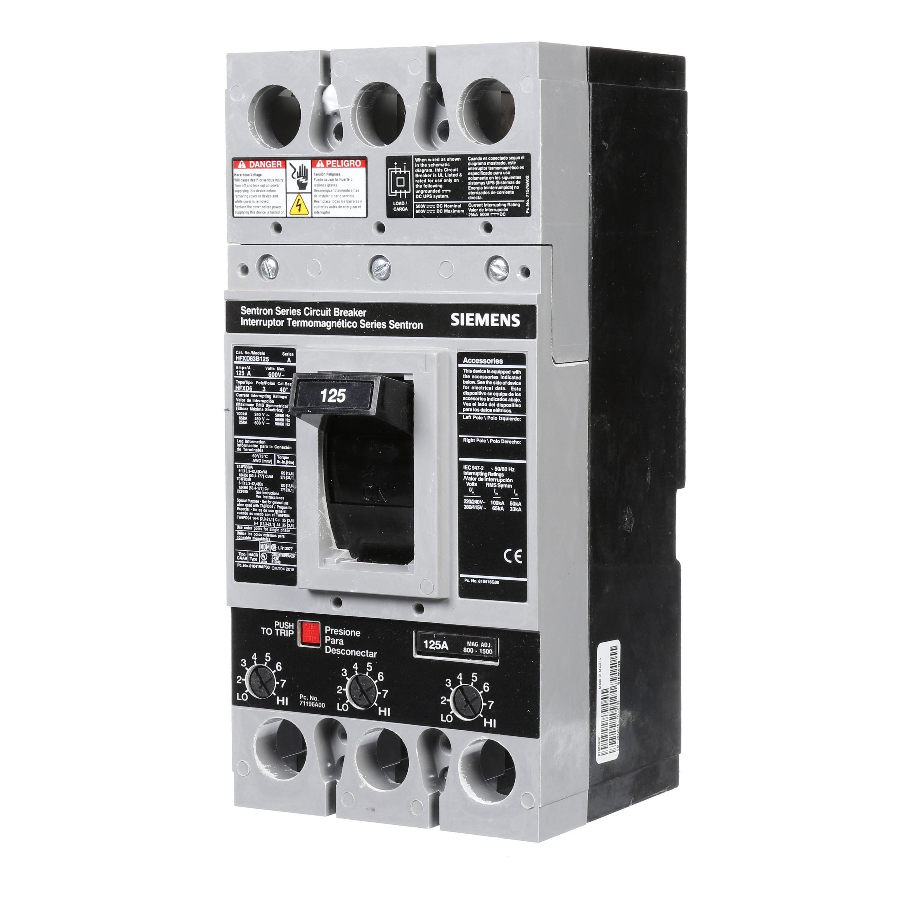 Siemens HFXD63B125 - Molded Case Circuit Breakers