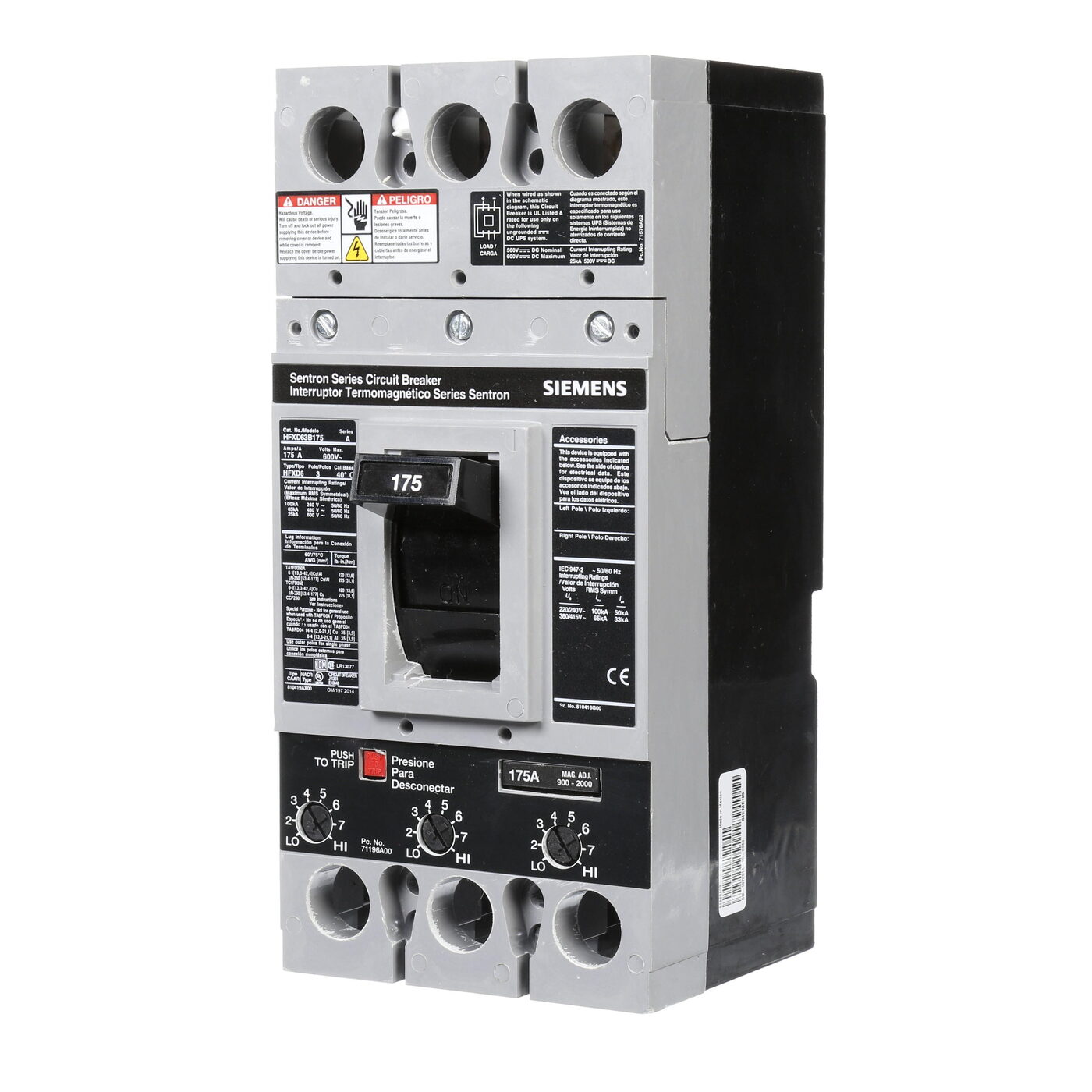 Siemens HFXD63B175 - Molded Case Circuit Breakers