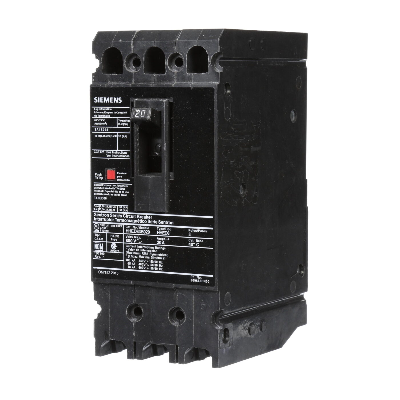 Siemens HHED63B020 - Molded Case Circuit Breakers