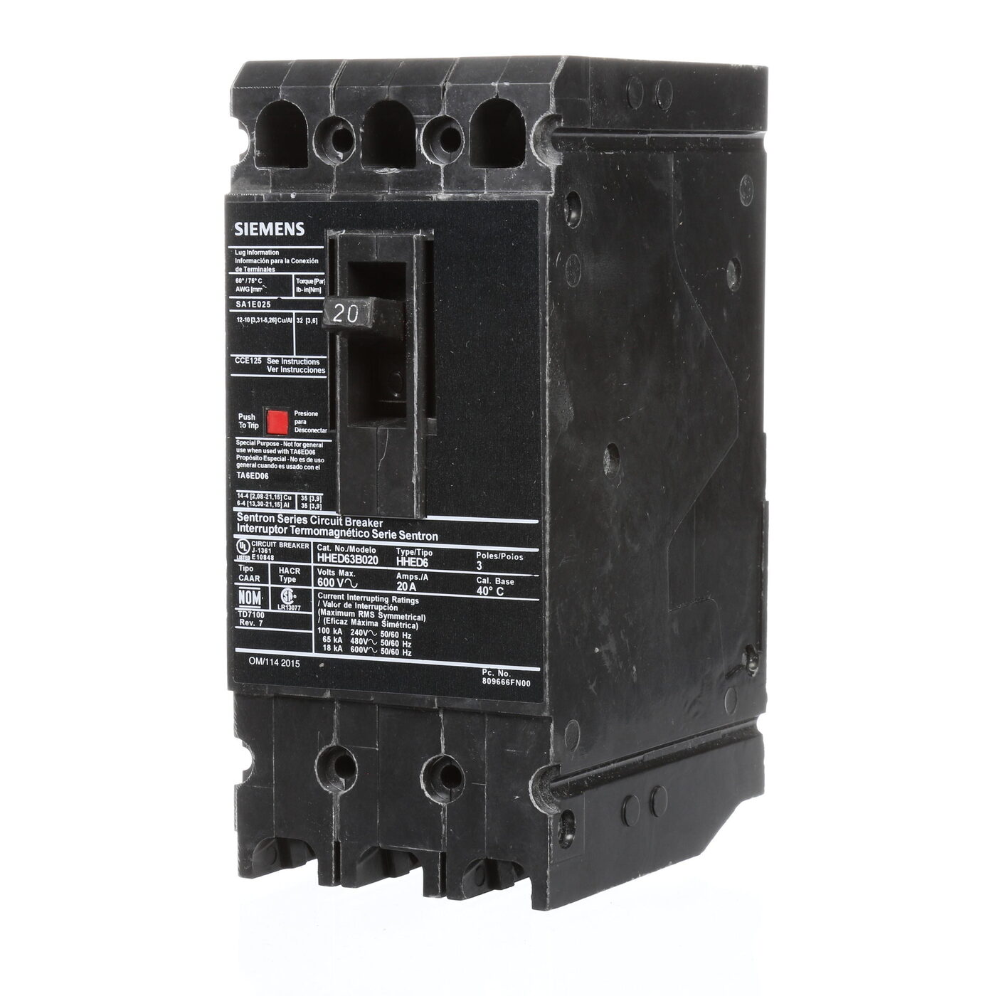 Siemens HHED63B020L - Molded Case Circuit Breakers