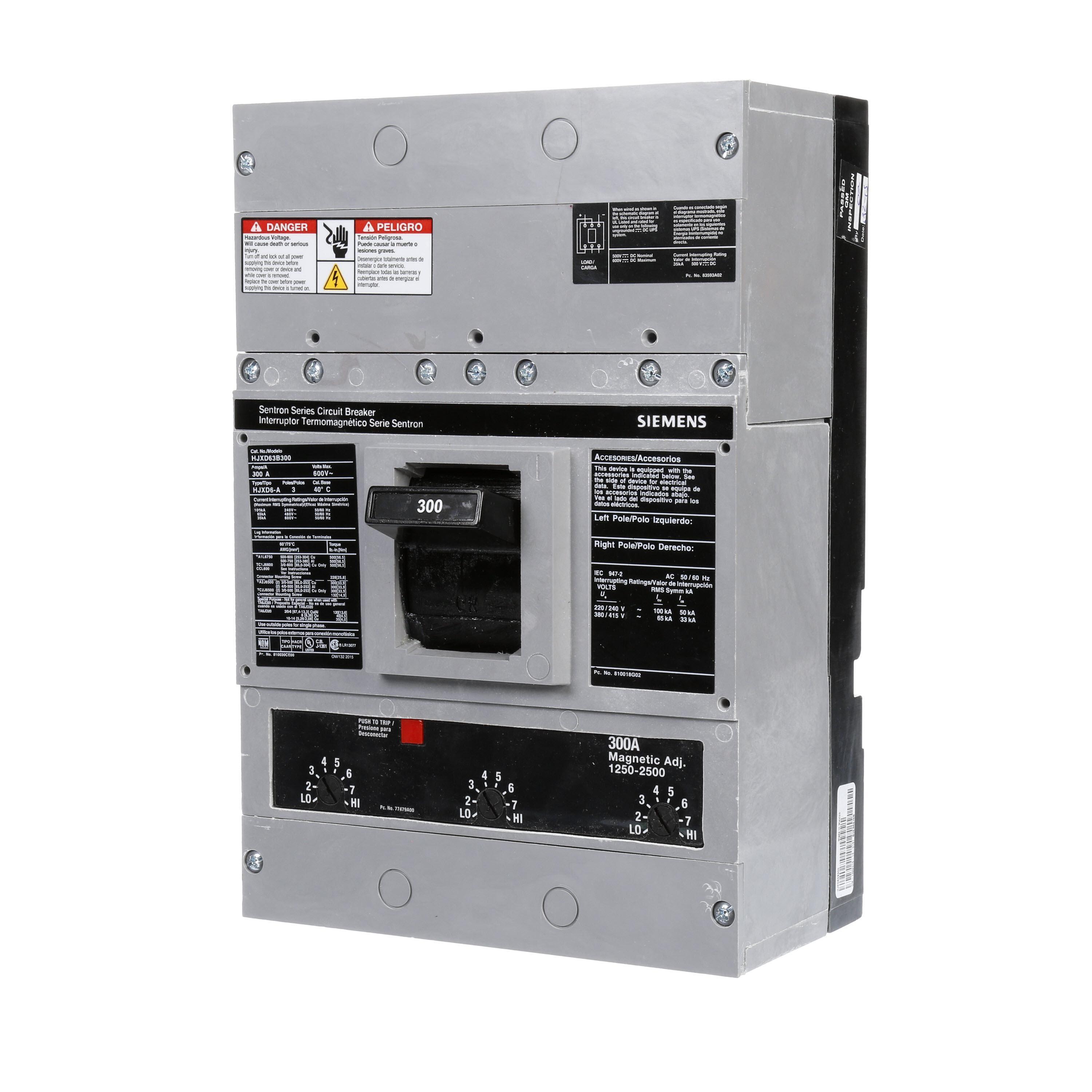 Siemens HJXD63B300 - Molded Case Circuit Breakers
