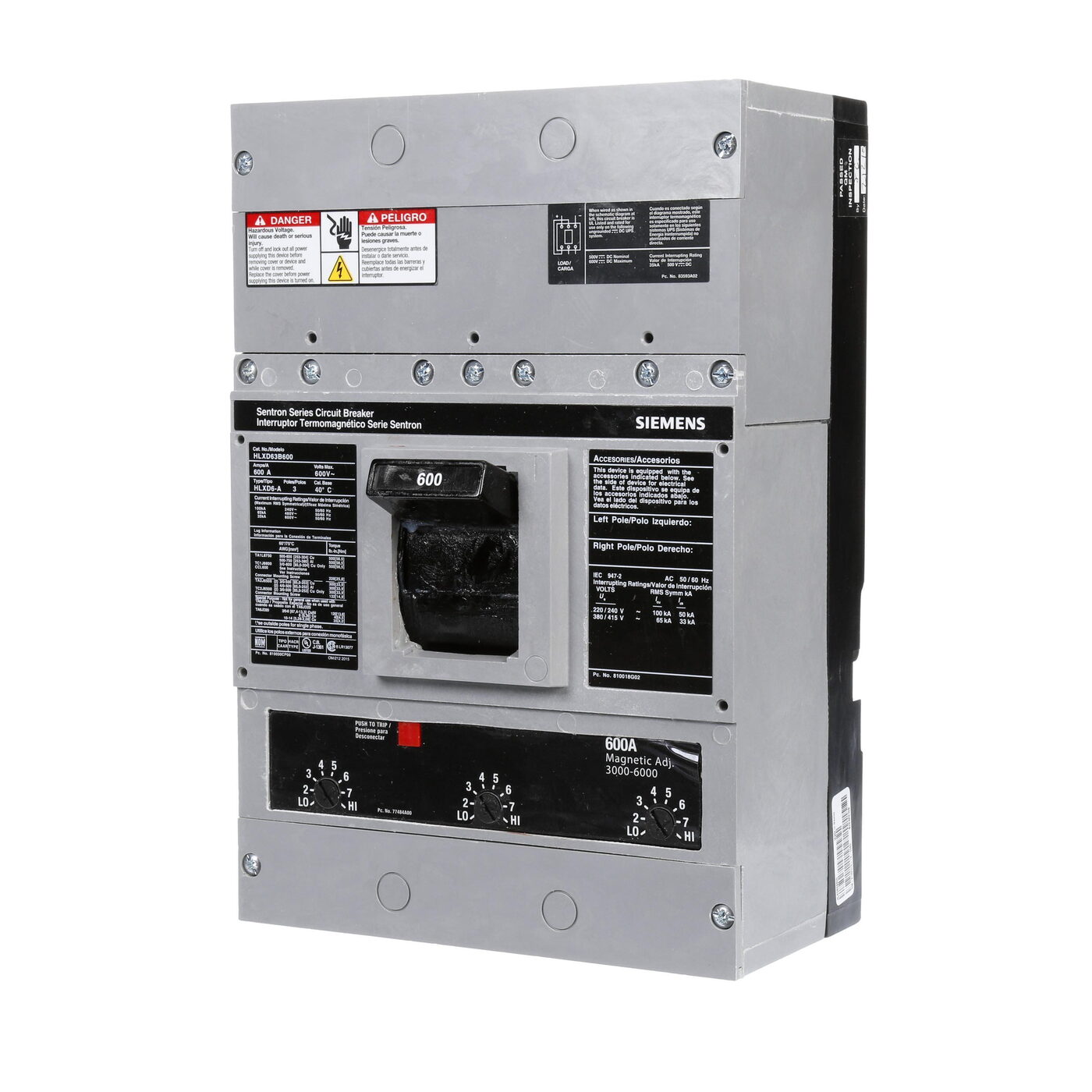 Siemens HLXD63B600 - Molded Case Circuit Breakers