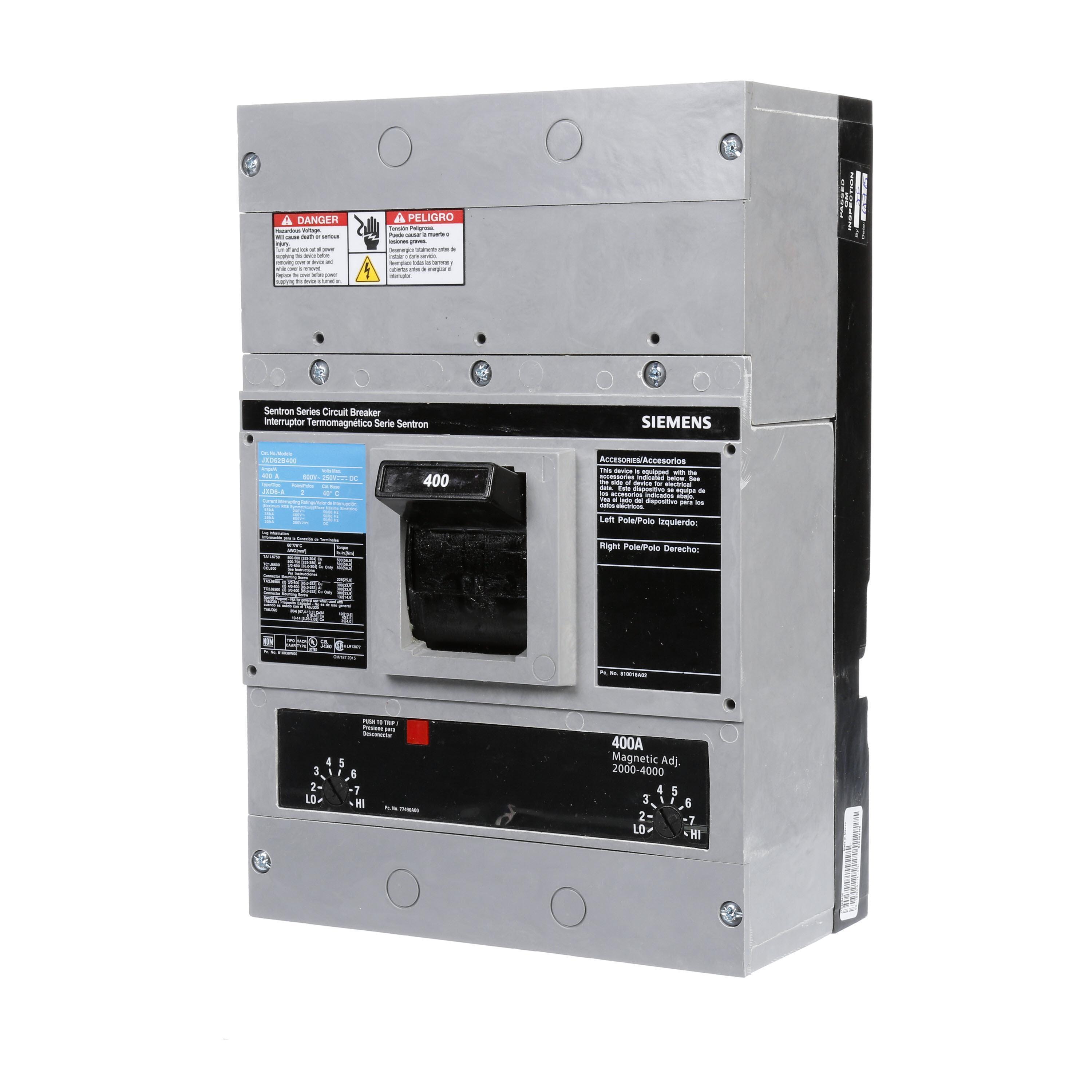 Siemens JXD62B400 - Molded Case Circuit Breakers
