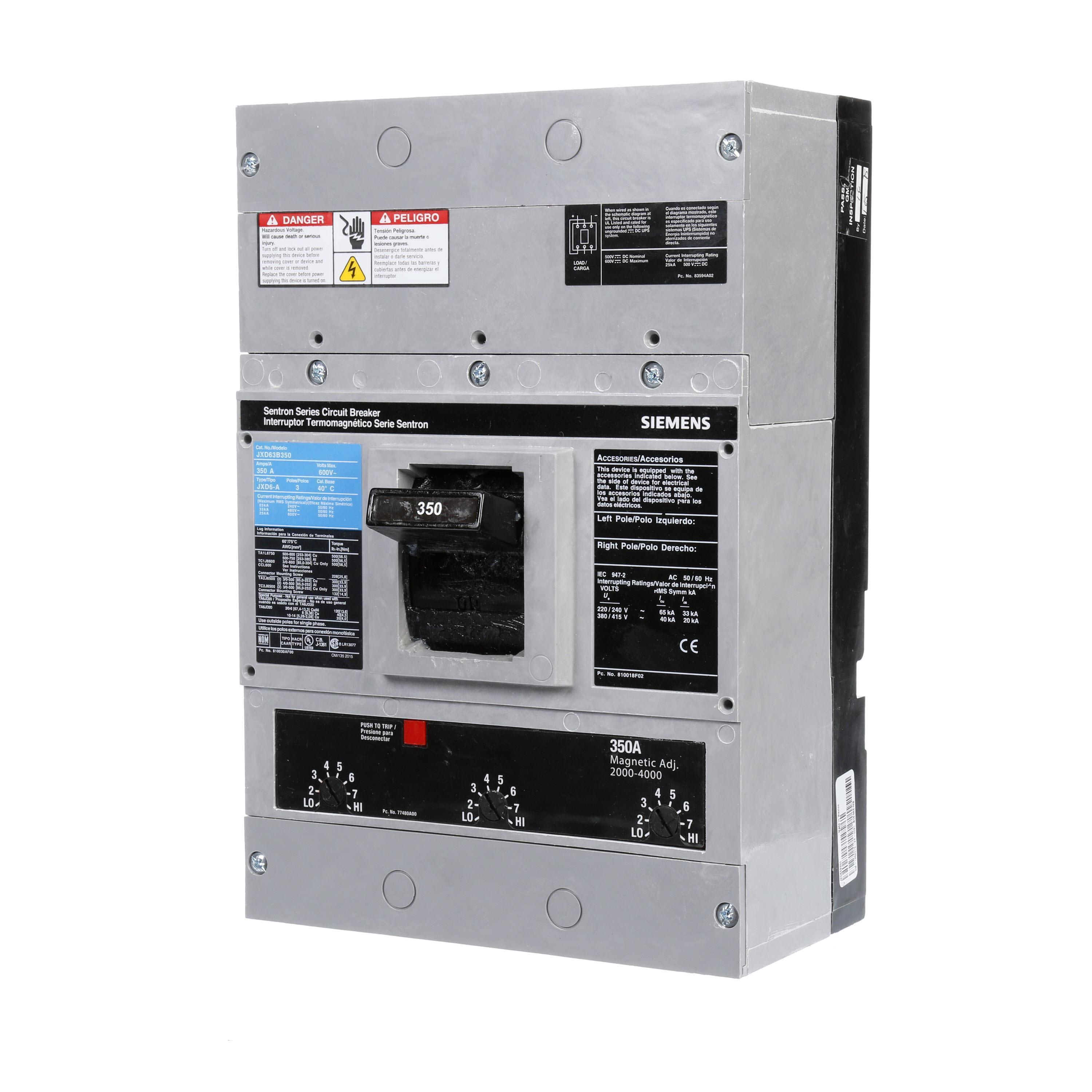 Siemens JXD63B350 - Molded Case Circuit Breakers