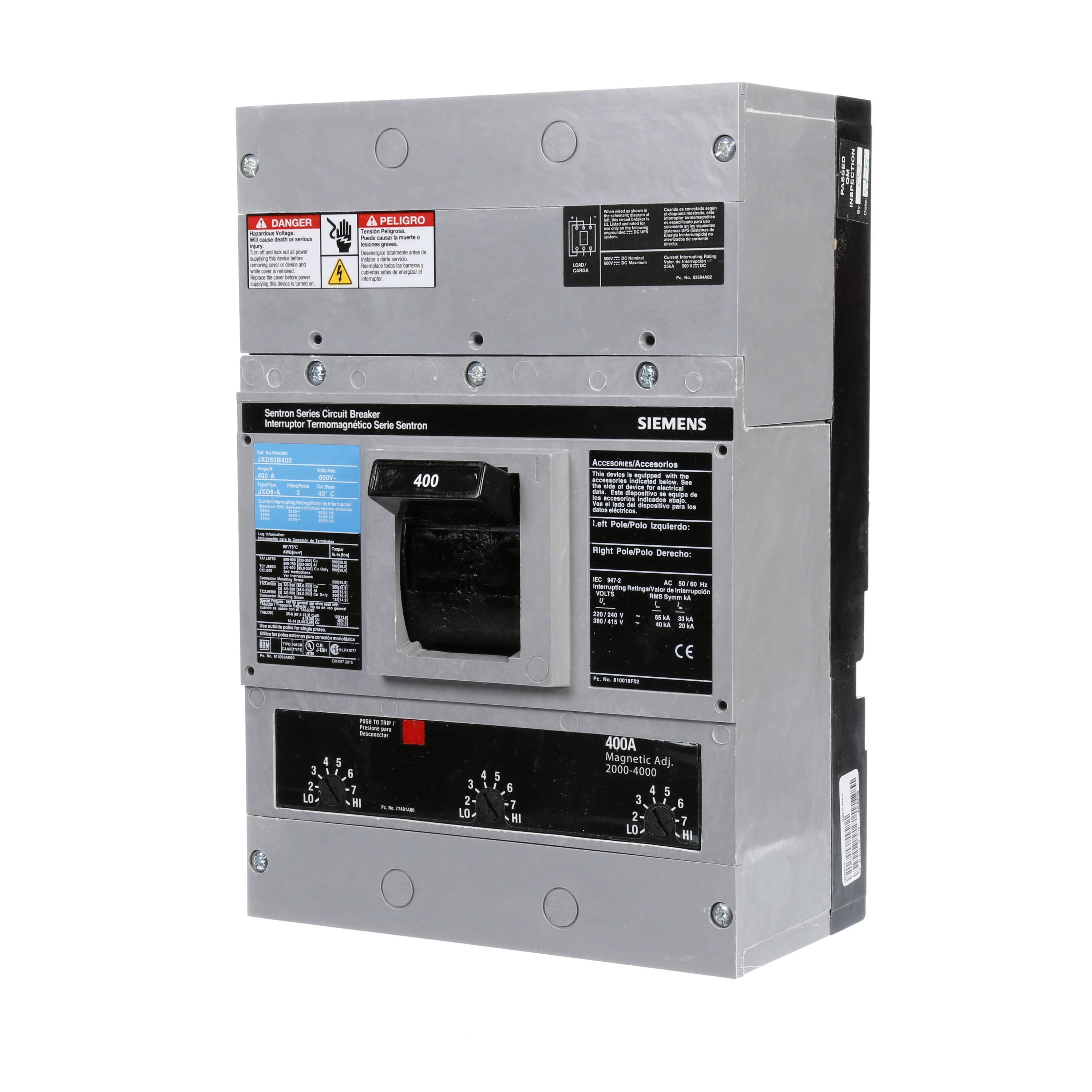 Siemens JXD63B400 - Molded Case Circuit Breakers