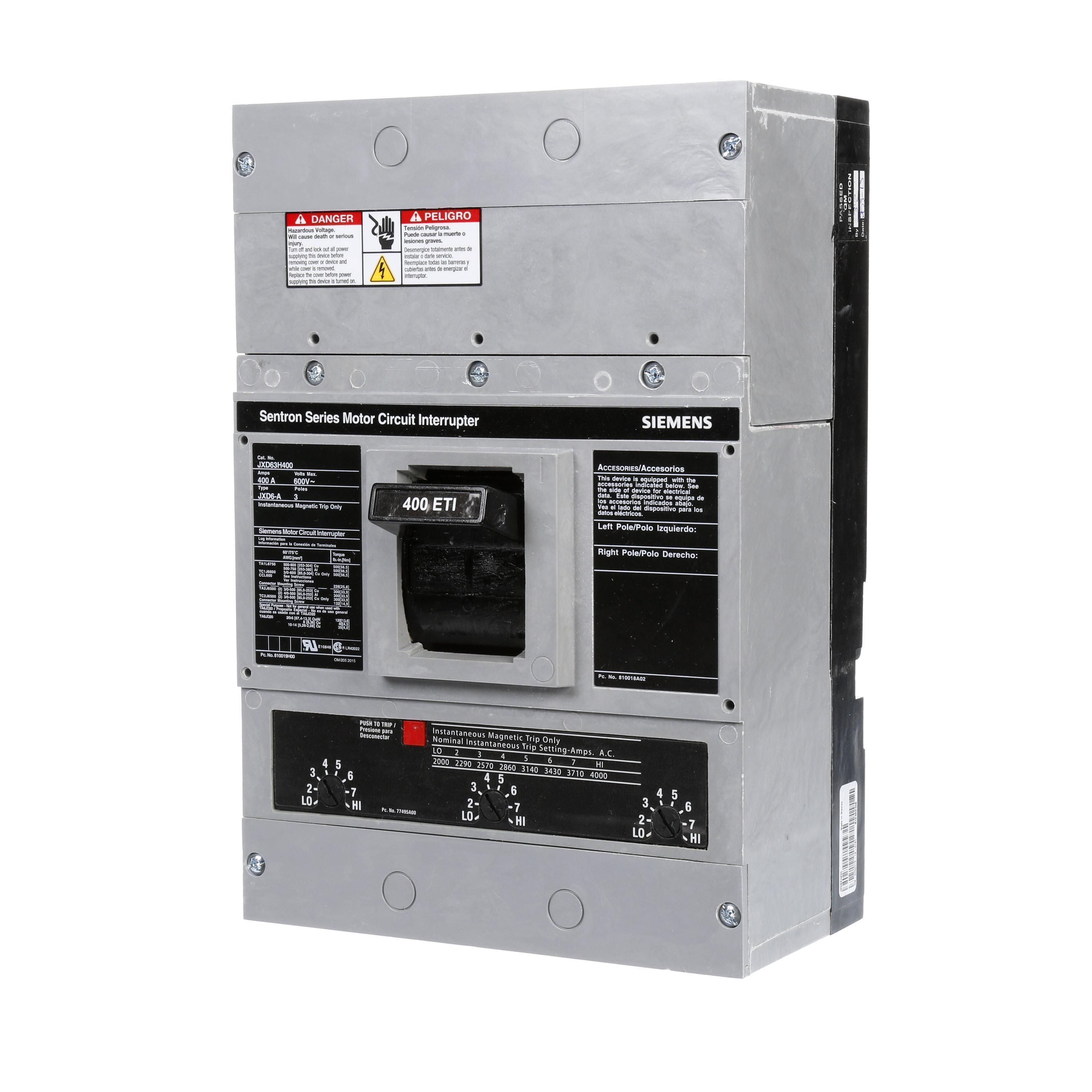 Siemens JXD63H400 - Molded Case Circuit Breakers